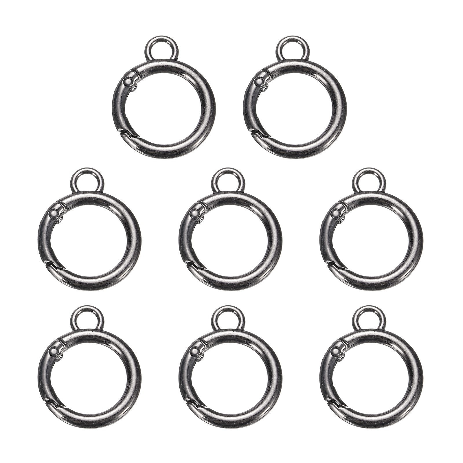 8pcs Metal Spring O Ring Clip Snap Buckle Keyring,Gunmetal,Figure-Eight Shaped,L