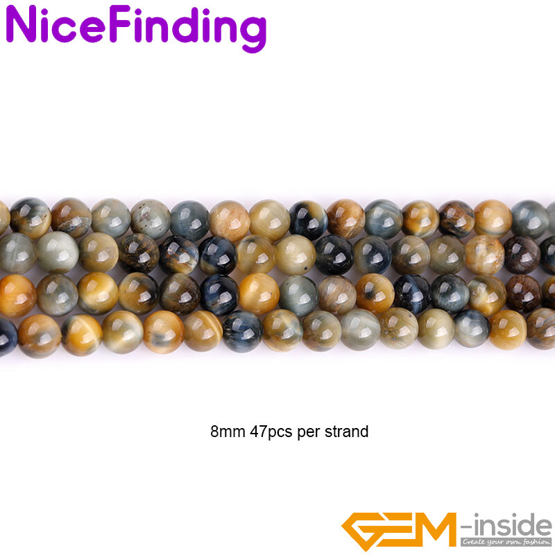 Natural AAA Grade Dream Lace Tiger’s Eye Round Loose Beads Jewelry Making 15”