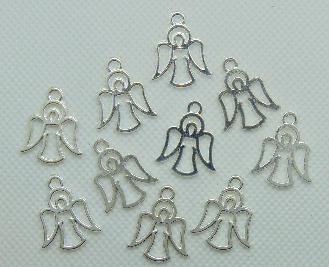 10 CHARMS – Christmas Angel Cut-Out, Christian Jewelry Making Pendant Craft
