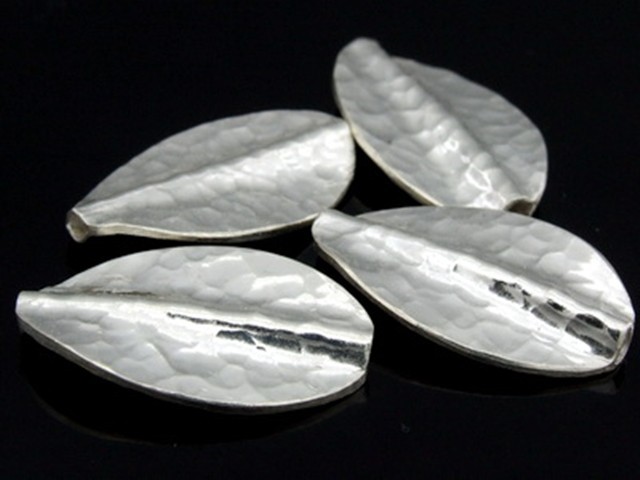 Silver beads Karen hill tribe handmade silver hammered twist leaf bead