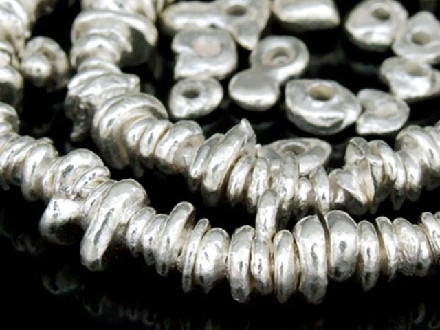 Silver beads Karen hill tribe handmade silver mini plain Nugget facet bead