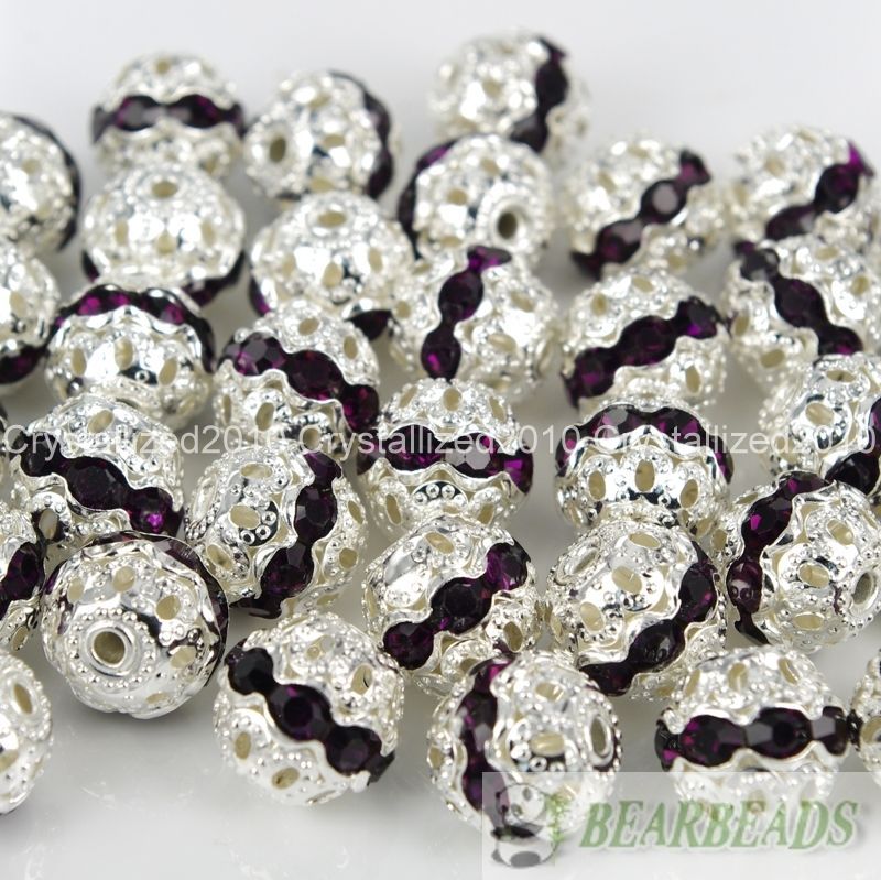 100pcs Czech Crystal Rhinestones Pave Diamante Round Spacer Beads 6mm 8mm 10mm