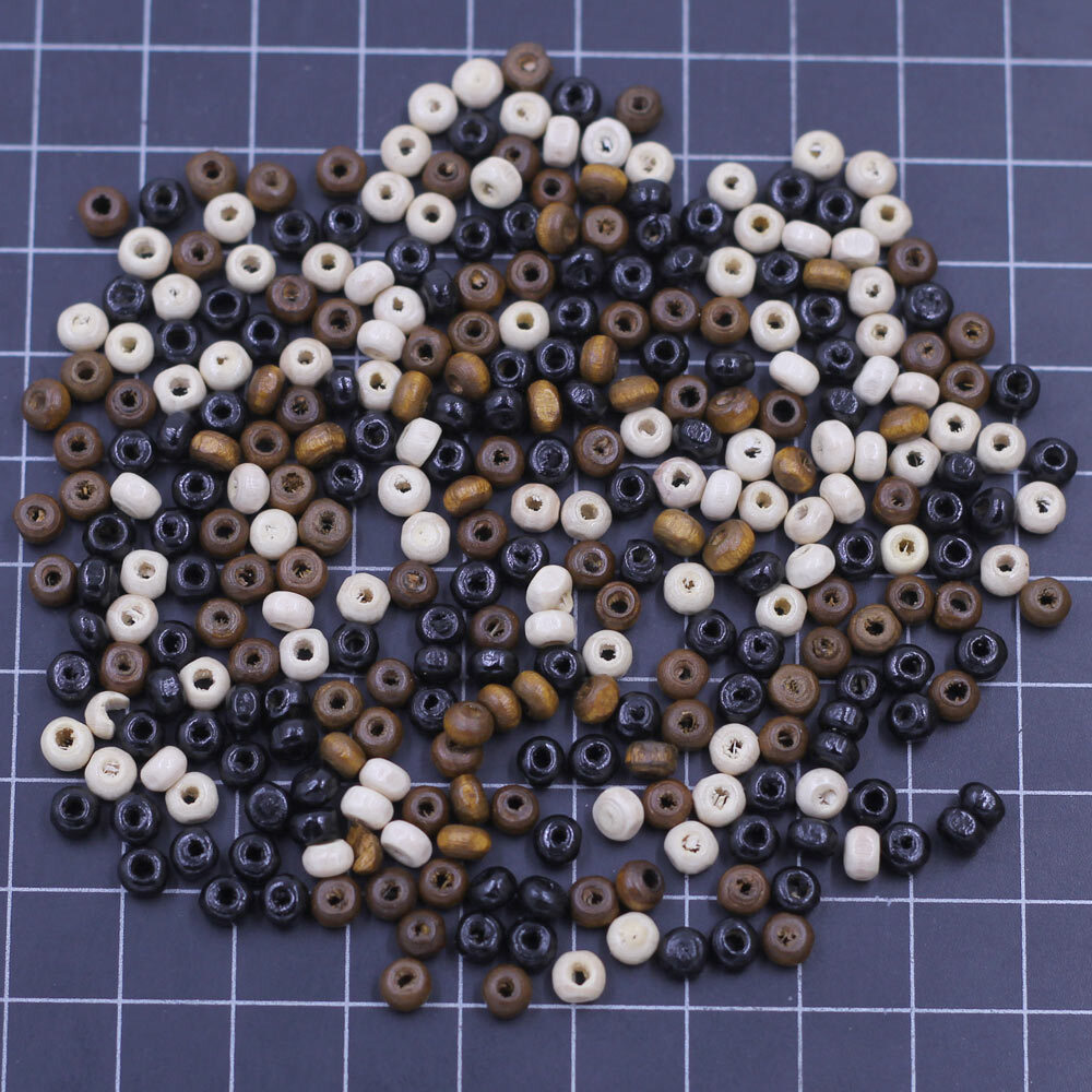 900Pcs Wood Spacer Beads Wooden Round Tiny Mixed Craft Jewelry DIY Finding 4x3mm