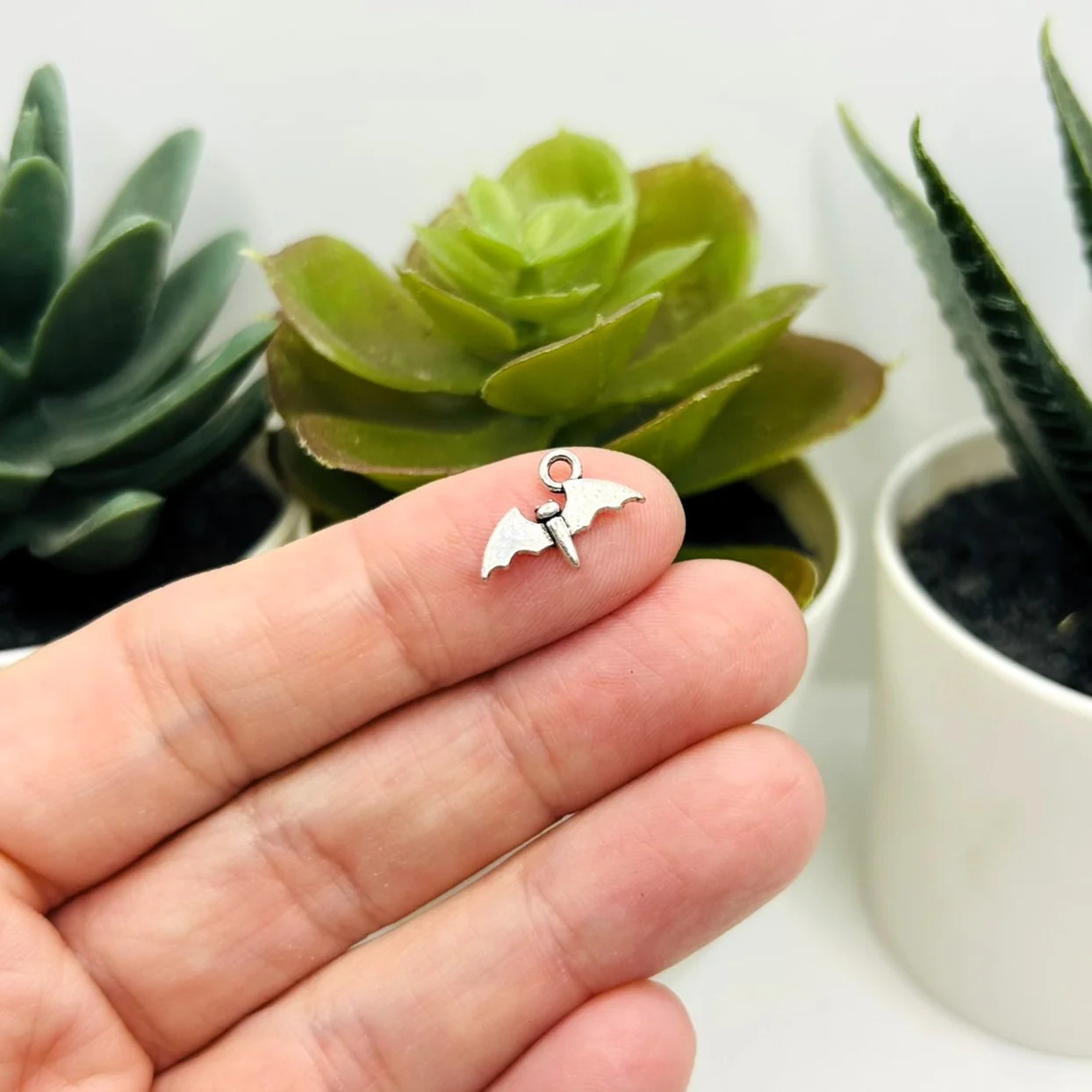 Small Silver Bat Charms, 9.5x14mm – US Seller