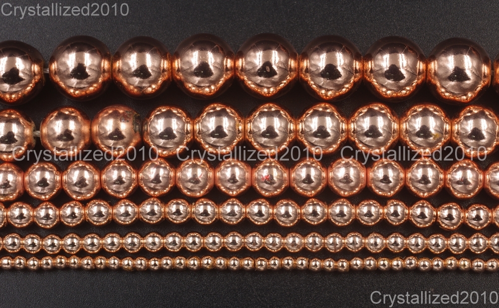 AAA Natural Rose Gold Hematite Gemstones Round Beads 2mm 4mm 6mm 8mm 10mm 16″
