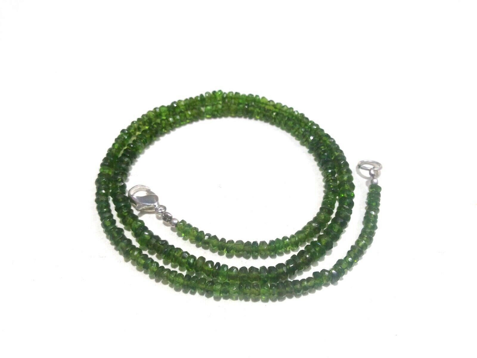 18″inch Necklace Natural Chrome Diopside Rondelle Faceted 3-4mm Beads CD1