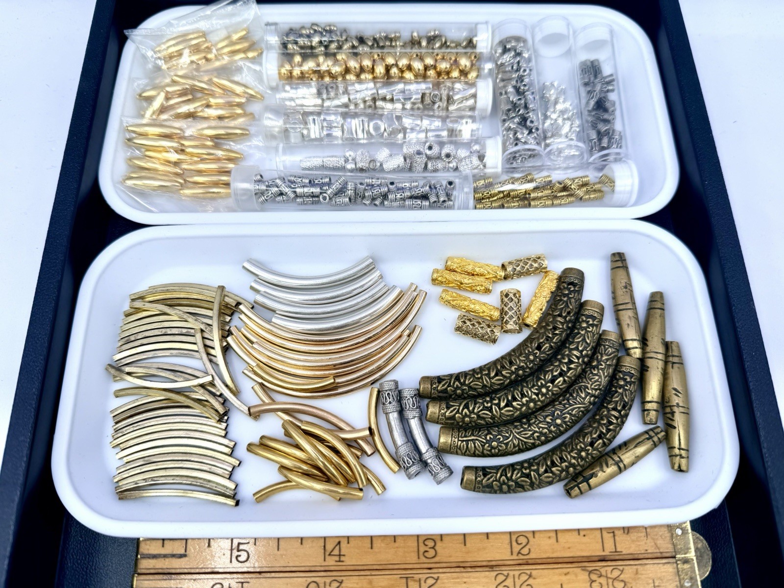 10 Oz Metal Tube Beads Gold Silver Bronze Spacers Curved Jewelry Bulk Findings