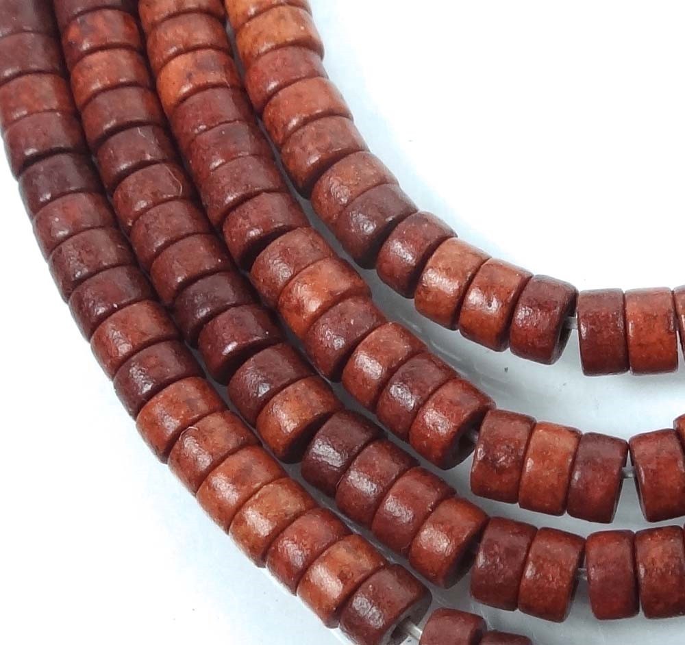 4x2mm Turquoise Heishi Beads 16″ – Burnt Sienna
