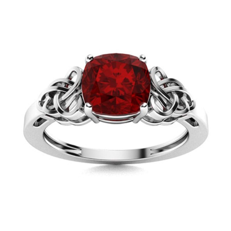 Sterling Silver Garnet Stone Solitaire Womens Gift Anniversary Ring