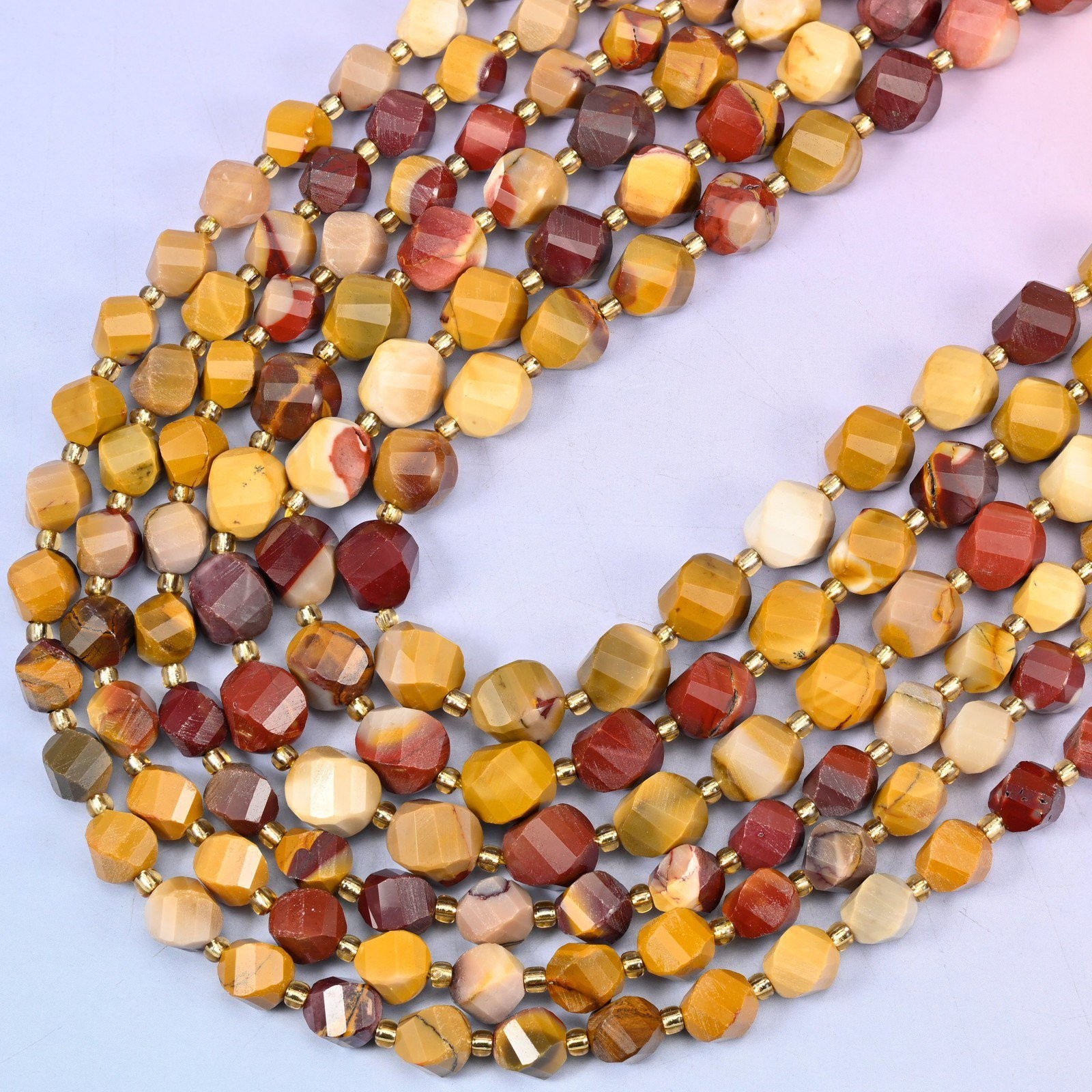 Mookaite Faceted Spiral Twist Beads: Size 8mm 10mm, Jewelry Making