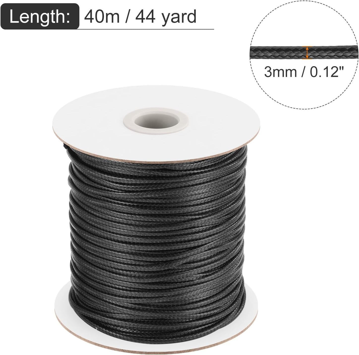 Waxed Cord 3mm Waxed Polyester Cord 44 Yard Wax String for Bracelet Making, N…