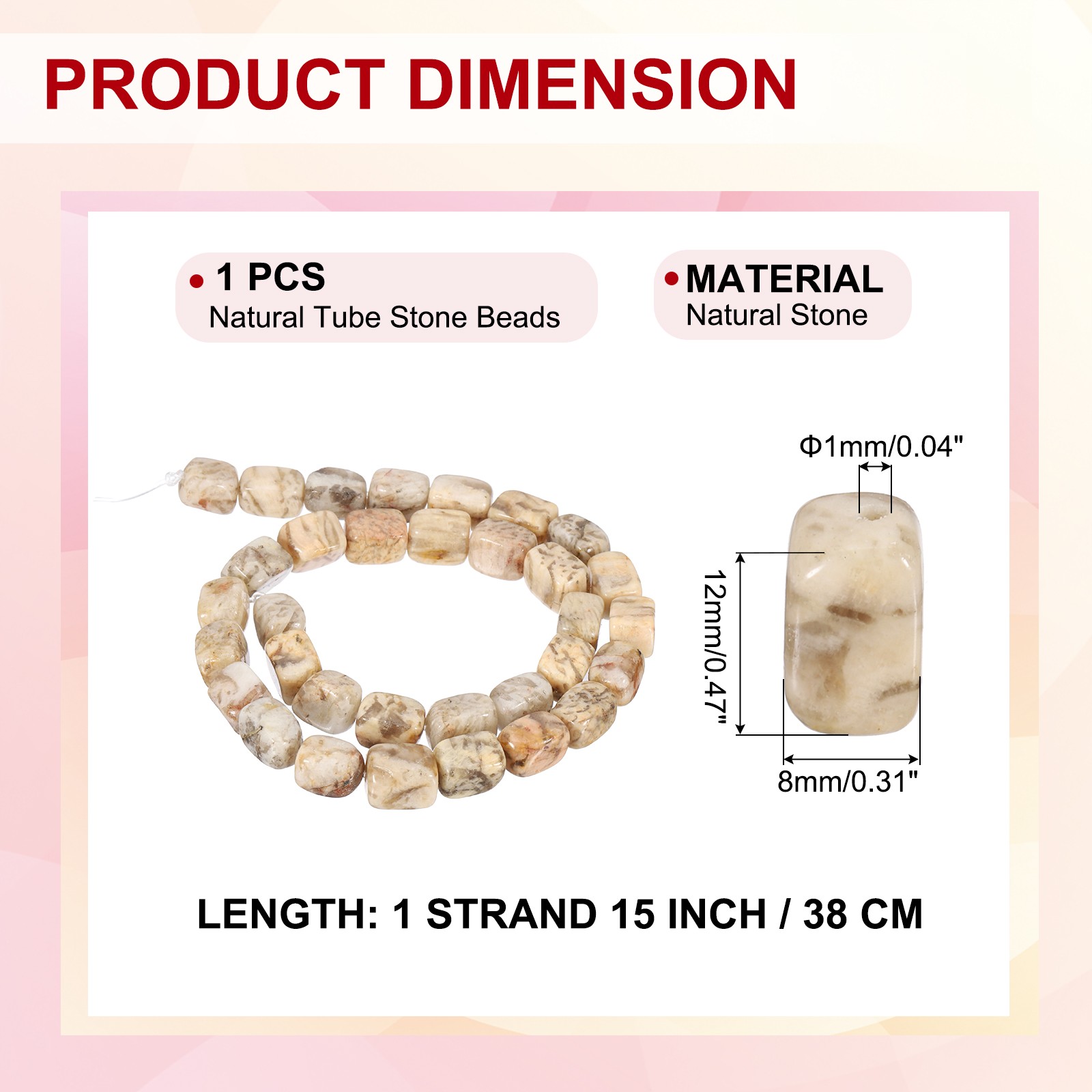 Natural Stone Gemstone Beads 15″ 12x8mm Cuboid Spacer Bead, Khaki