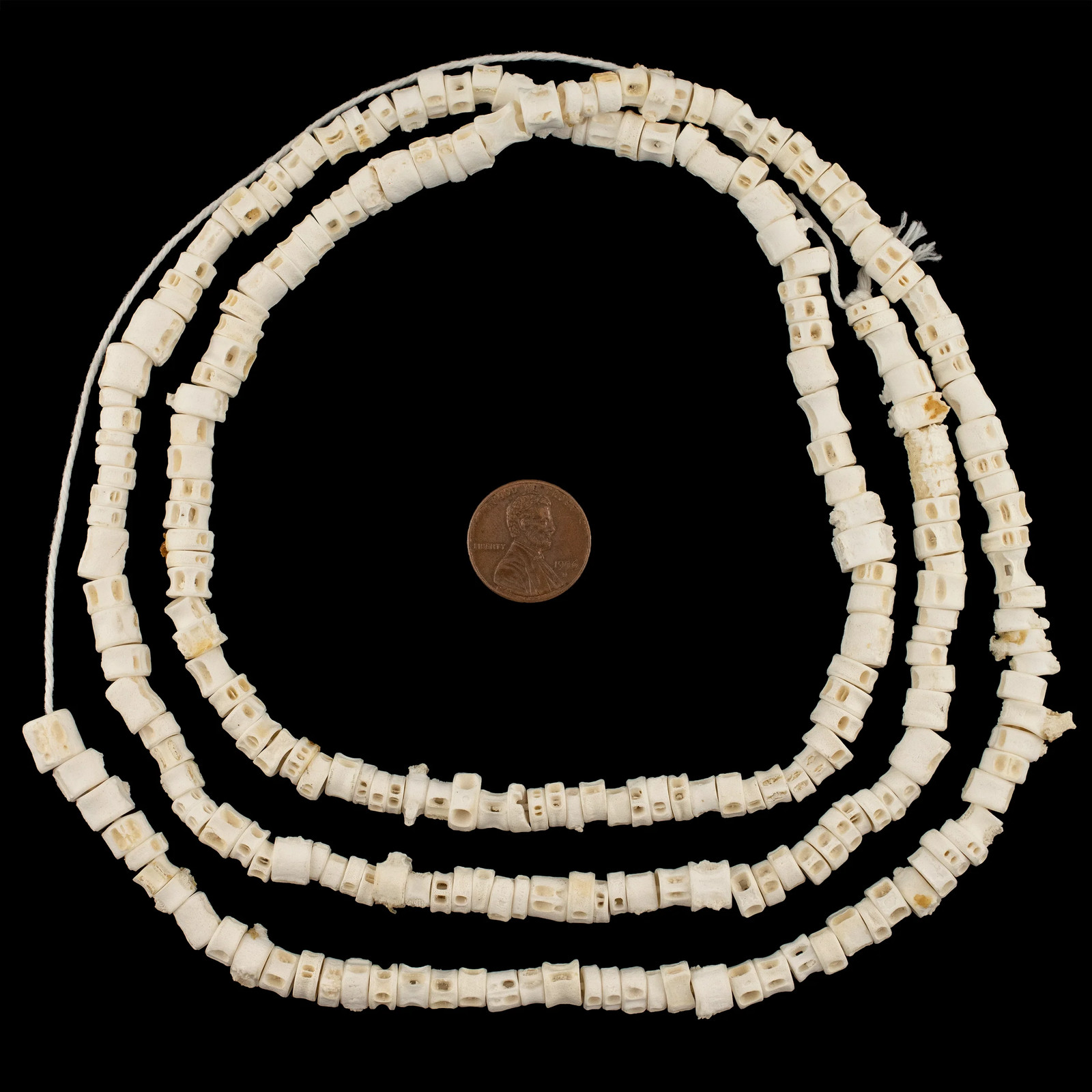Fish Bone Beads 6-8mm West Africa African White Unusual 40-45 Inch Strand
