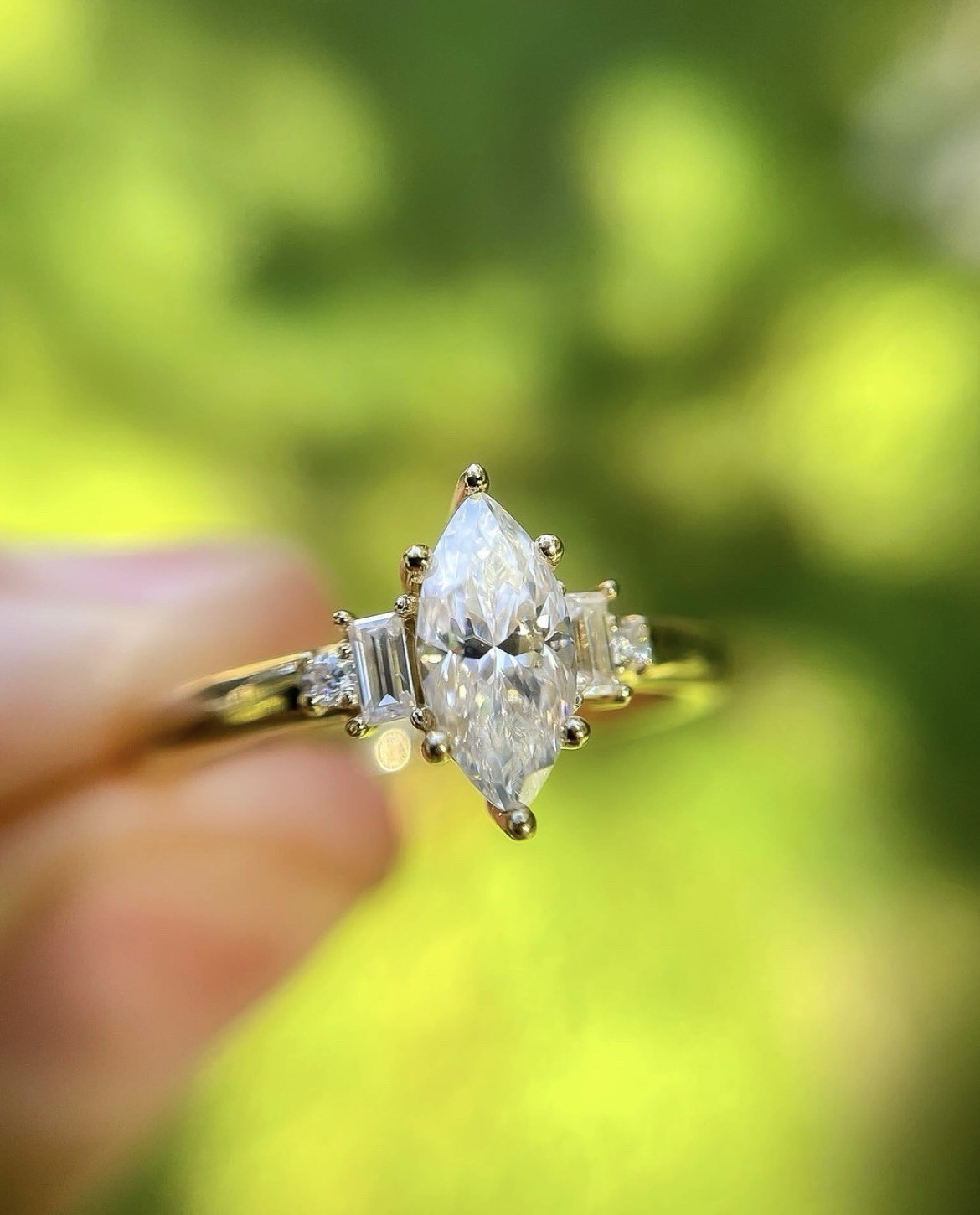 Solid Handmad Moissanite Ring 925 Silver Marquis Shap Engagmemt Ring Gift Item