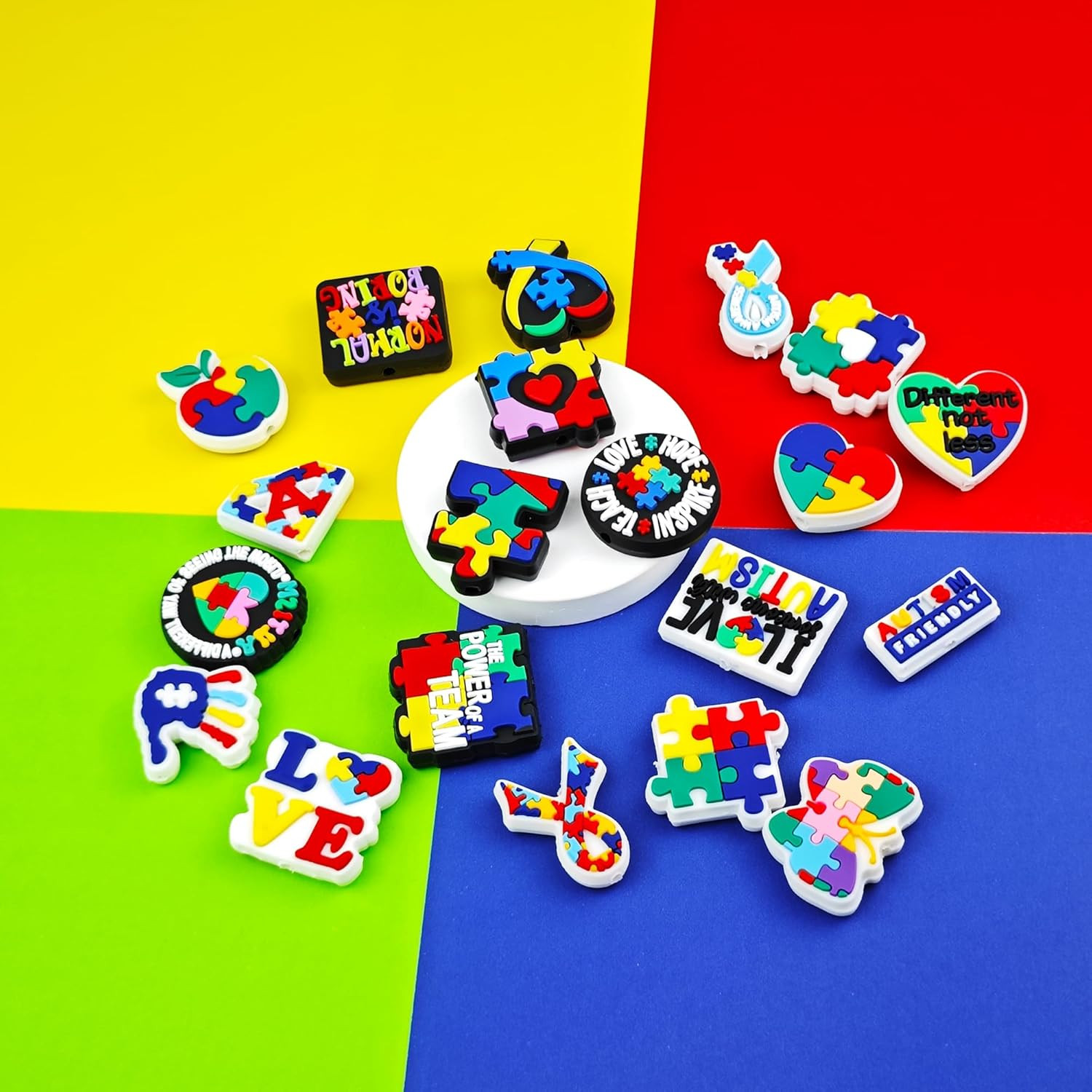 20 PCS Autism Focal Beads, Silicone Focal Beads for Pens Bulk, Focal Bead