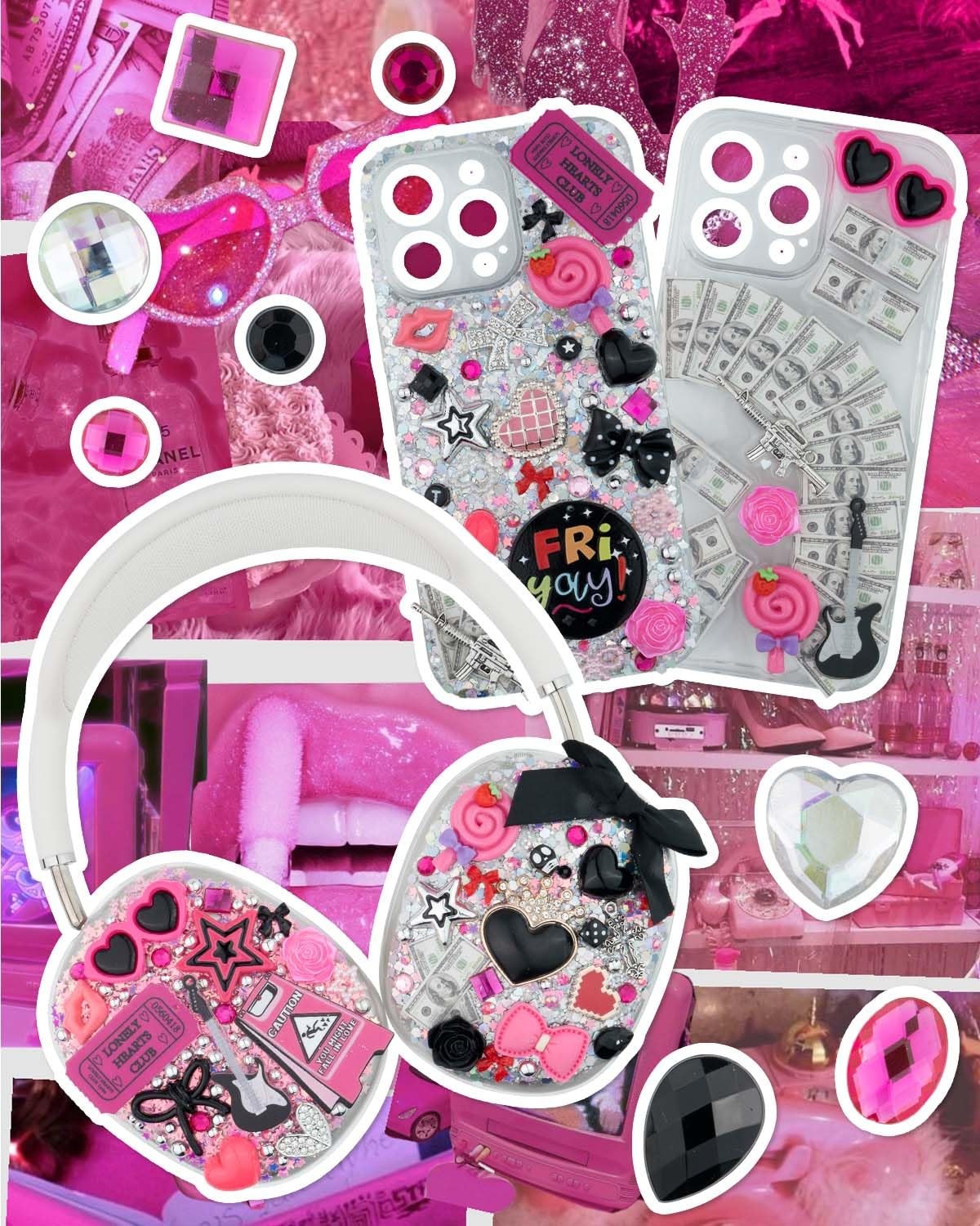 DoDoBeads 1050 Pcs Junk Phone Case Charms Kit, Small to Medium, Multicolor