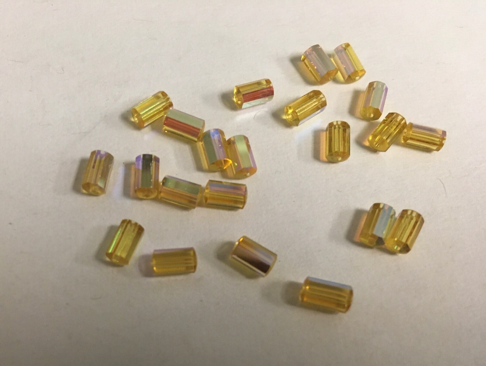 Swarovski 5230 6mm x 3mm Light Topaz Aurora Boreale Beads 24 Beads Vintage 1970s