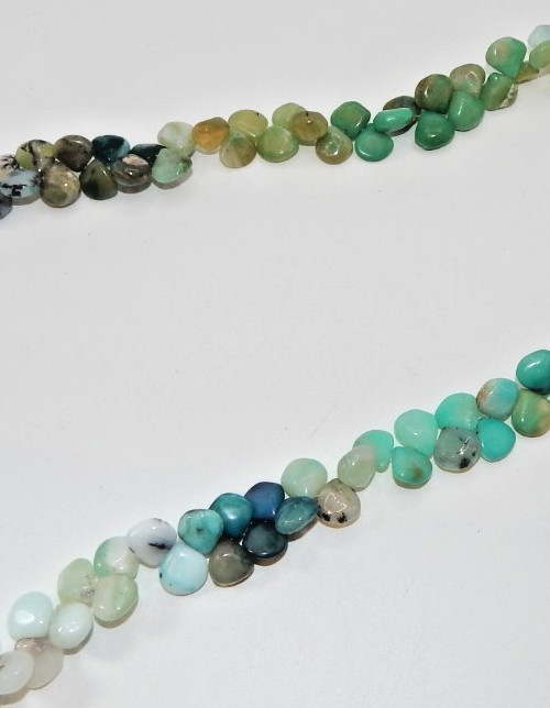 Peruvian opal 9mm x 9mm top-drilled teardrop beads(10 in strand)