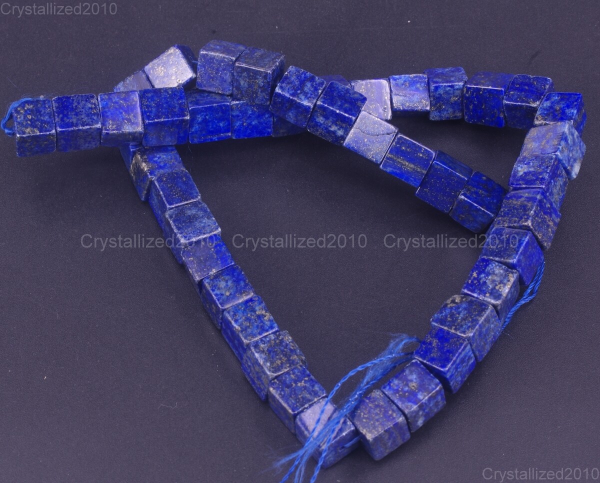Natural Lapis Lazuli Gemstone Square Cube Spacer Beads 4mm 6mm 8mm 10mm 15.5″