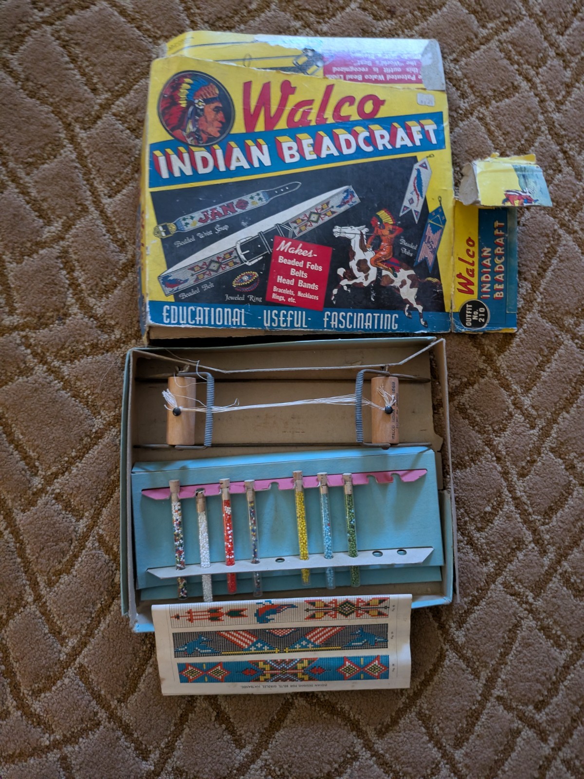 VINTAGE 1935 WALCO INDIAN BEADCRAFT KIT#200 In Original Box W/Instructions