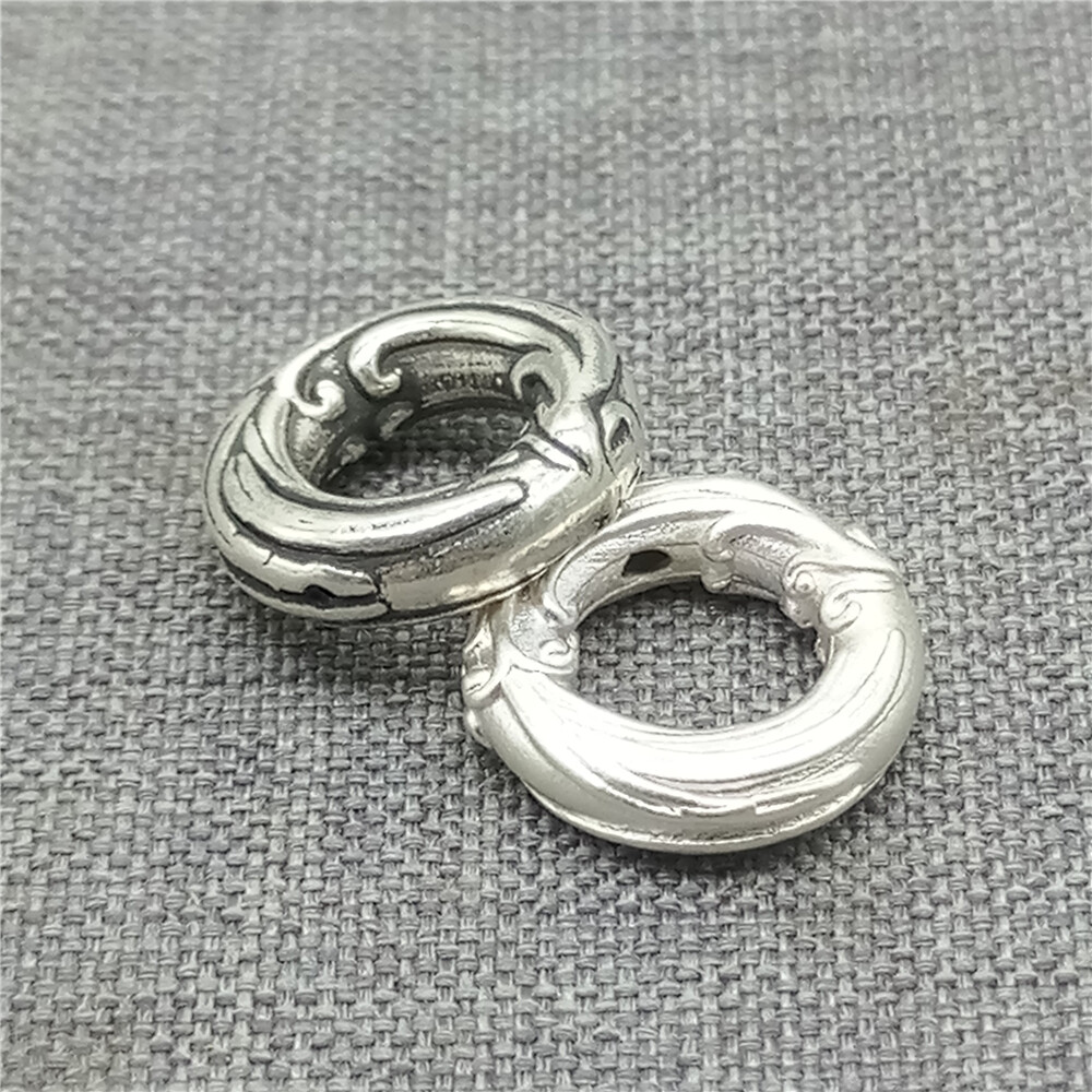 4pcs of 990 Fine Silver Large Hole Dragon Circle Beads Spacer 13mm Light Weight
