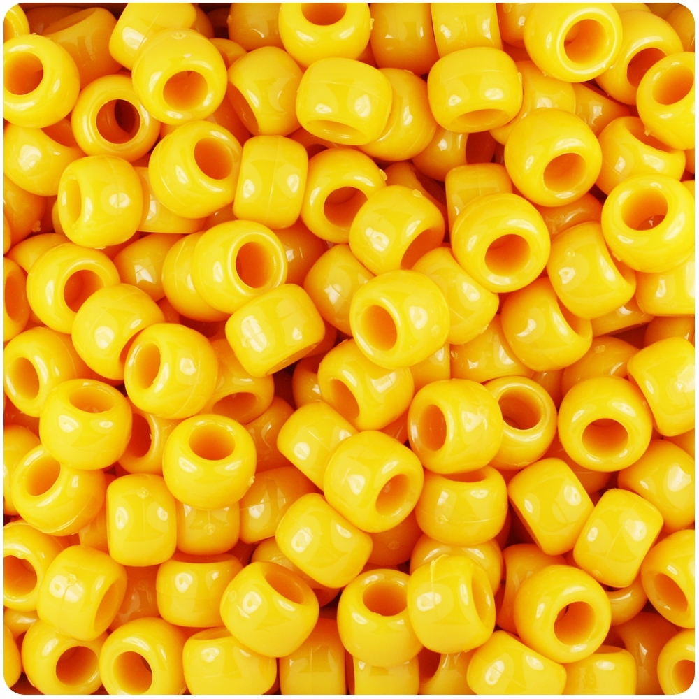 BeadTin Mustard Opaque 9mm Barrel Pony Beads (500pcs)
