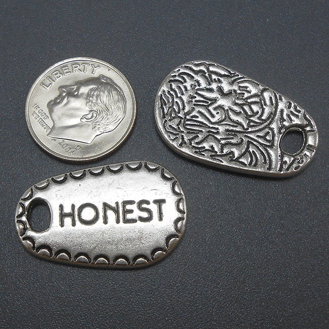 5pcs Silver Honest Charms Silver Tone Metal message affirmation honesty