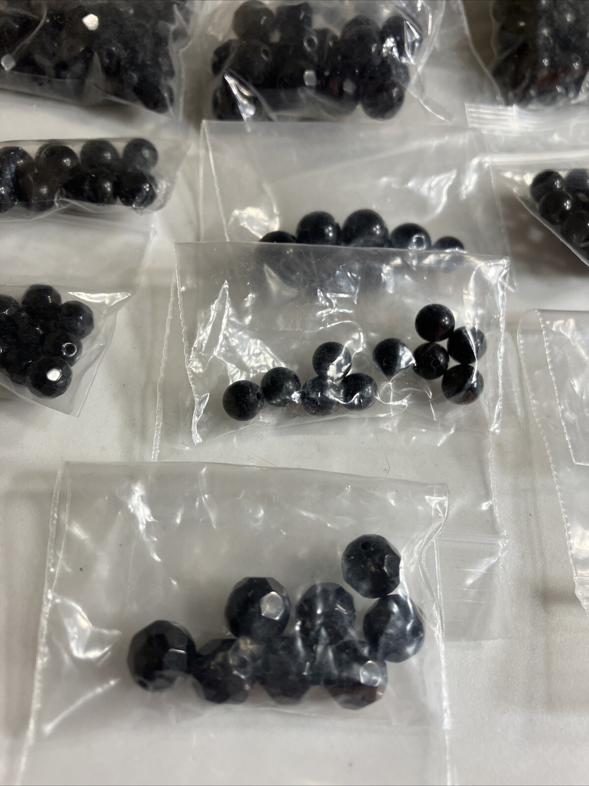 Lot of Vintage Black Beads Crystal and Some Glass Round and Other Shapes & Sizes