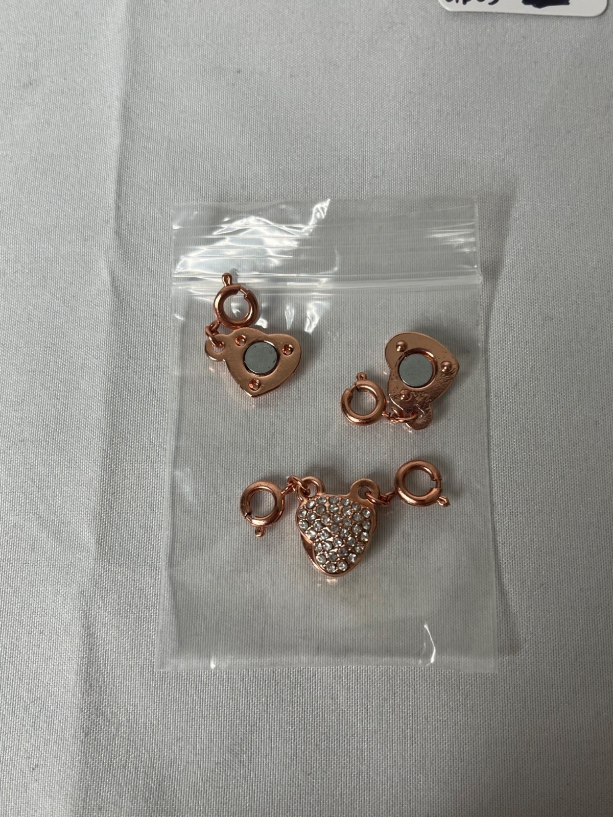 Magnetic Heart Jewelry Extender Clasp Set 2 Pieces Easy-To-Use Rose Gold-Tone