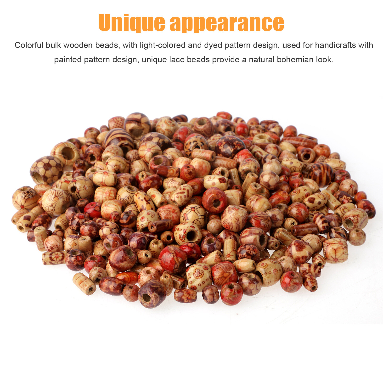 500PCS Wooden Beads Jewelry Making Craft DIY Natural Making Supplies Painted US