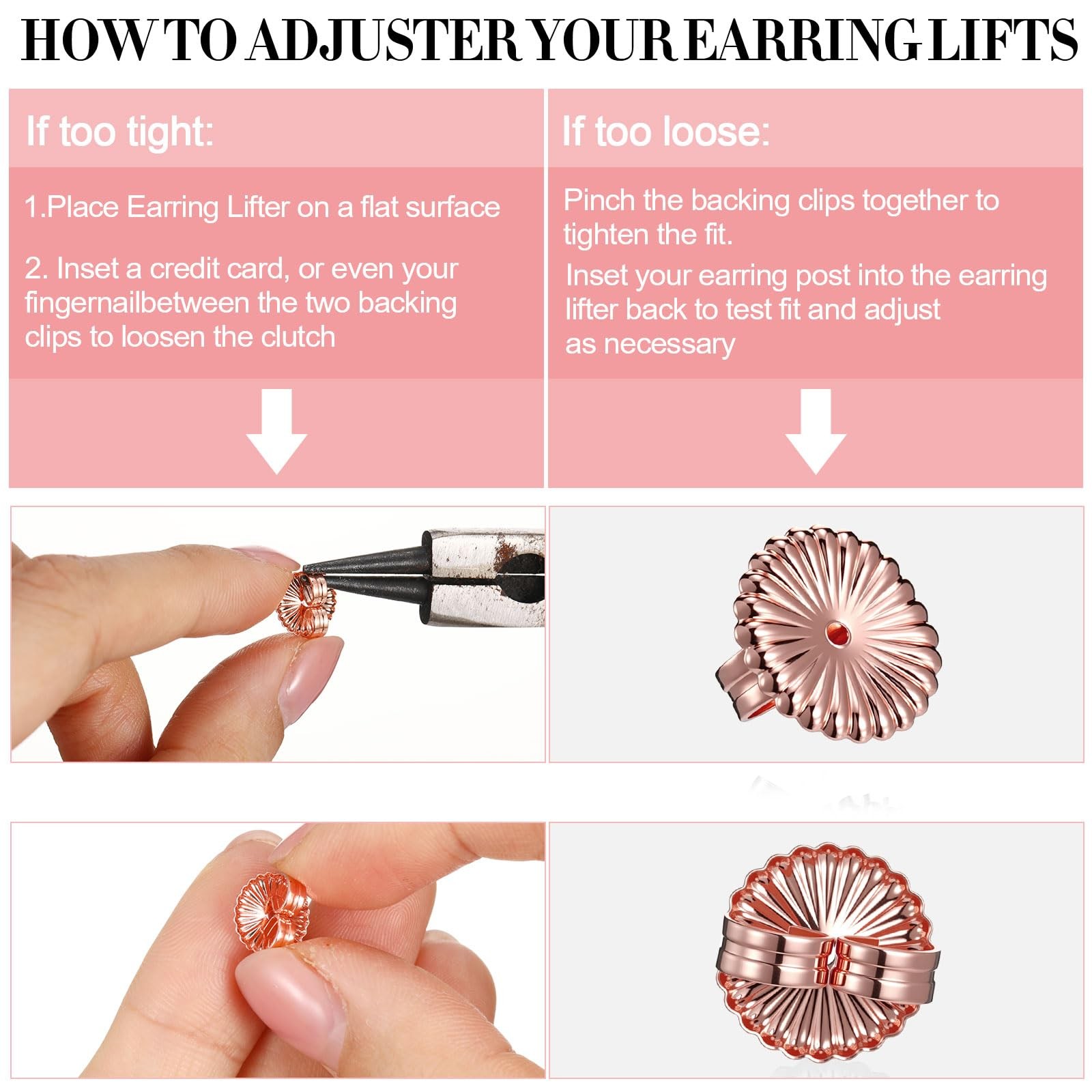 Highergo 30 Pieces Large Earring Back Jumbo Backs Secure Rose Gold