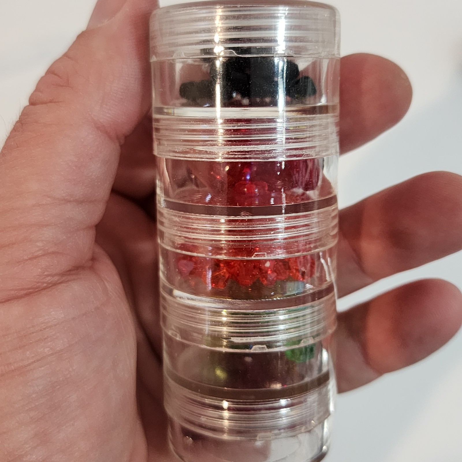 Bead Starter Set Clear Plastic Case w/ Multi Colored Sized Beads 10-3/4 x 5