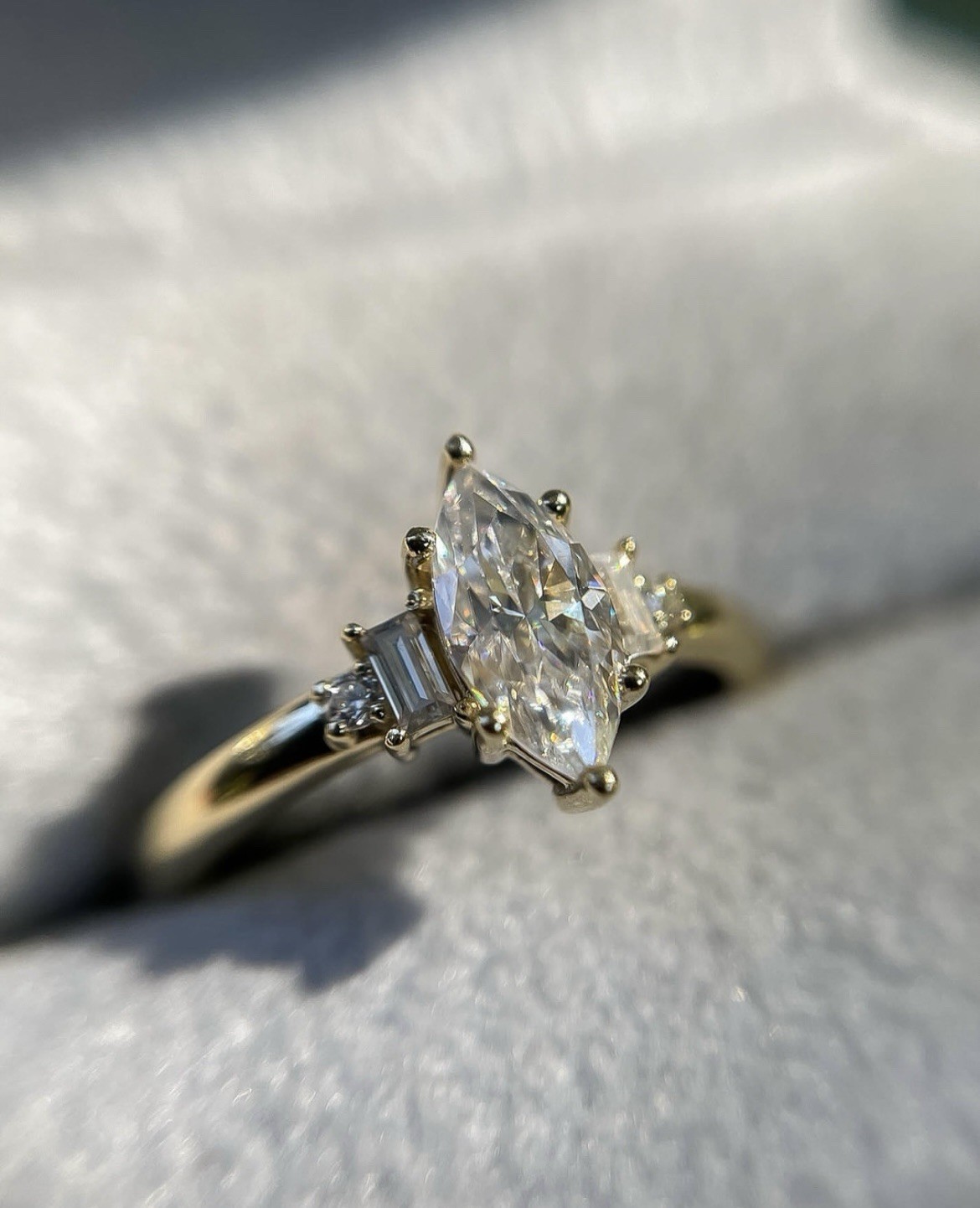 Solid Handmad Moissanite Ring 925 Silver Marquis Shap Engagmemt Ring Gift Item