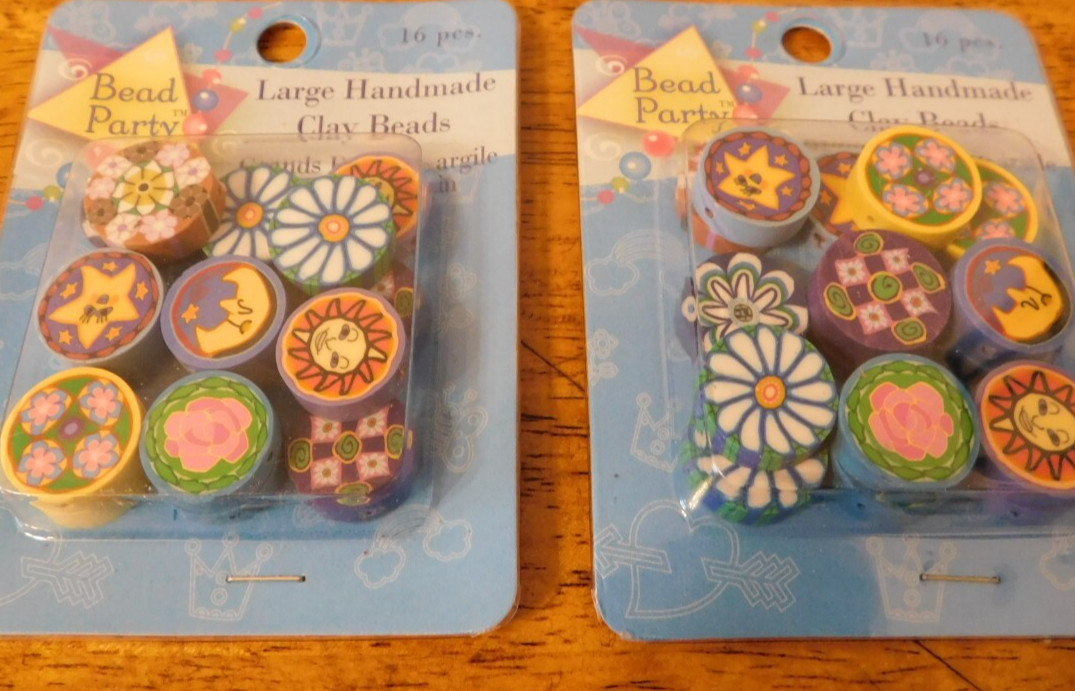 2 NEW Packages of Bead Party Large Handmade Clay Beads for Jewelry Making