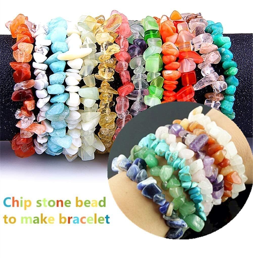 Mini Natural Chip Stone Beads Healing Crystal Loose Rocks Bead Hole Drilled