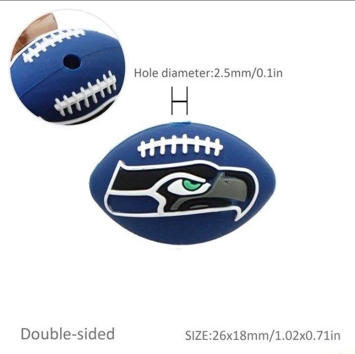1 pc. Seahawks Football Silicone Focal Bead, Beadable accessories Seattle