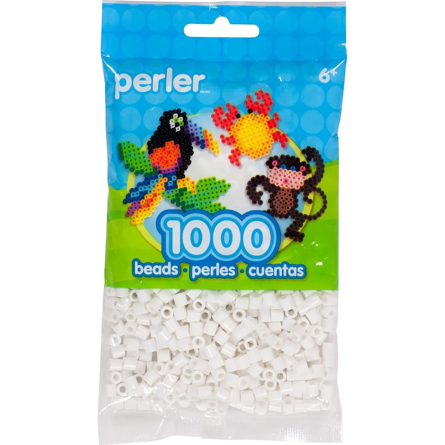 Perler White Fuse Beads for Kids and Adults Crafts, 5mm Hollow Plastic Iron…