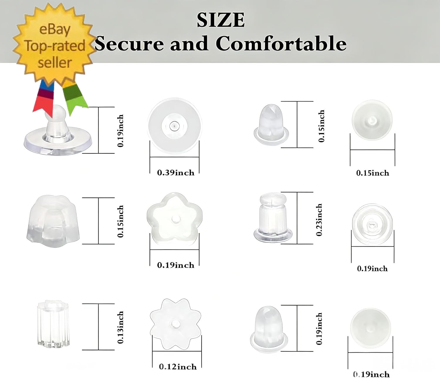 6 Styles 600Pcs Silicone Earring Backs Clear Soft Plastic Rubber Earring Backing