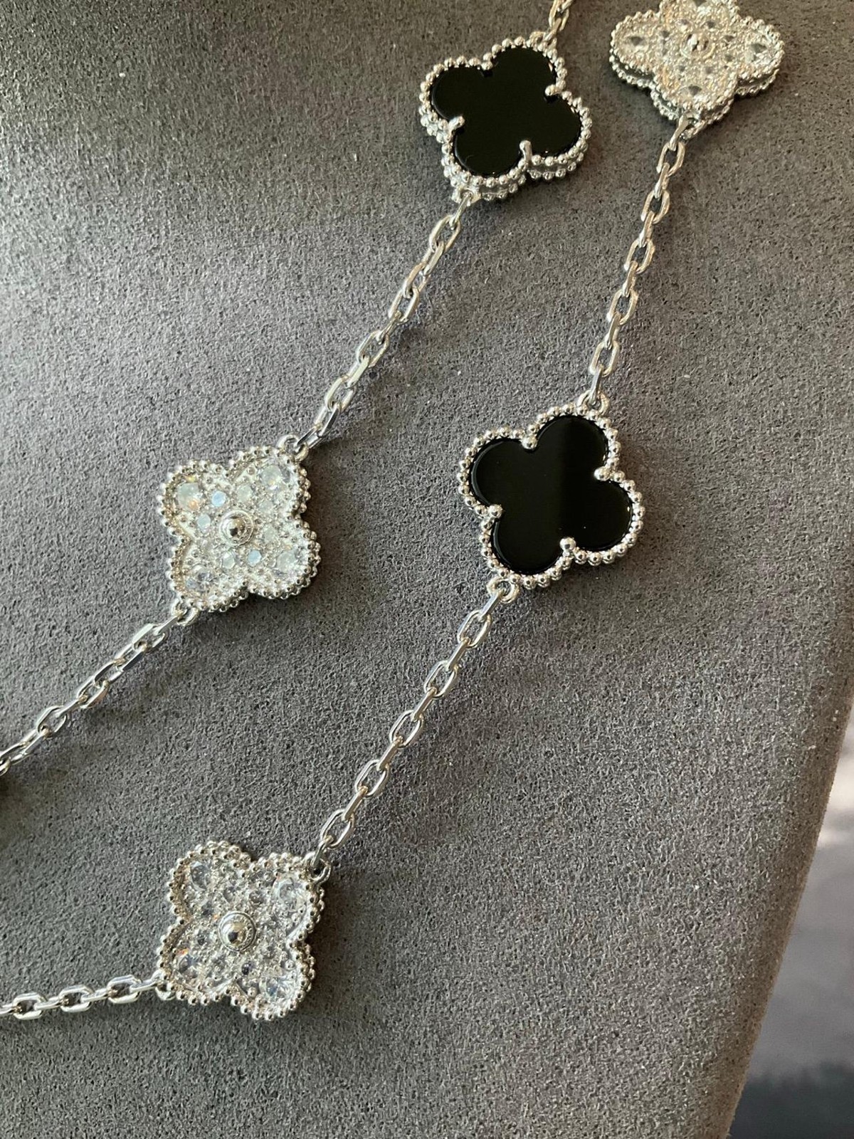 Flower Black necklace 925 silver white gold plated 20 motifs Flower necklace
