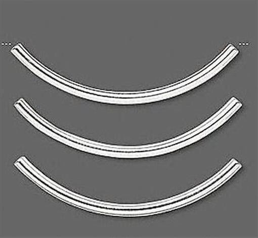 Bead, 100 Silver Plated Brass 38x2mm Curved Tube Beads with 1.1-1.2mm Hole