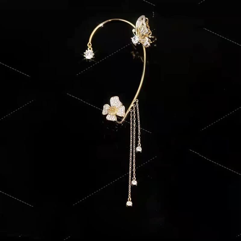 Butterfly Tassel Style Zircon Earrings, Butterfly Flowers Tassel Long Earring, S