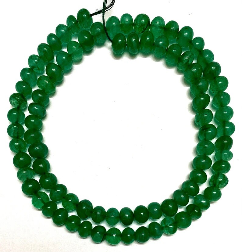 AAA+ Natural Green Barrel Smooth Rondelle Beads 6-7 mm Green Barrel Gemstone