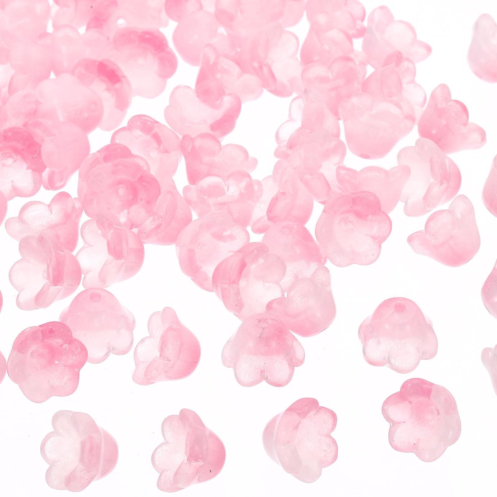 Glass Trumpet Flower Beads, 200 Pcs Gradient Flower Bead Charm for Jewelry Ma…