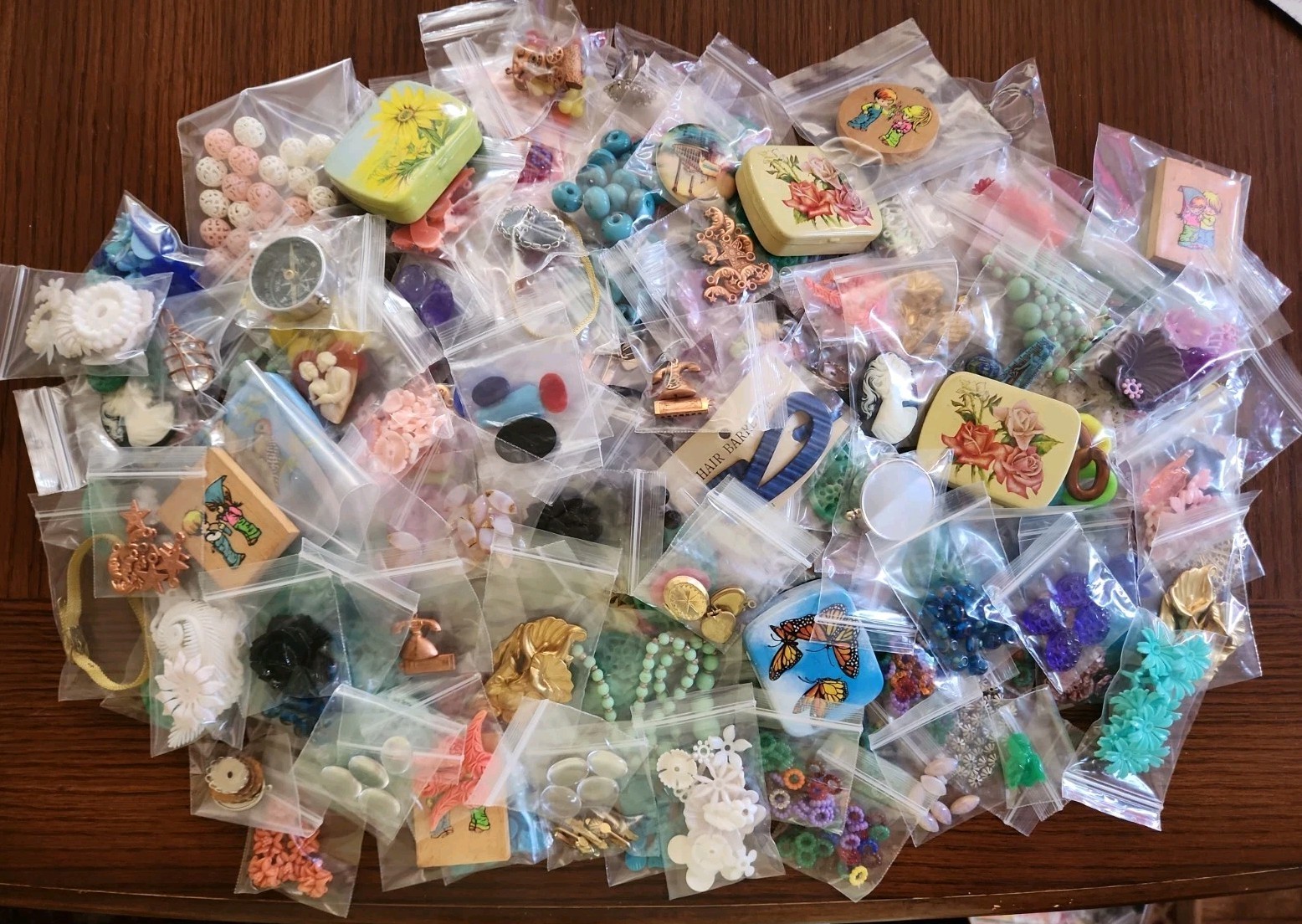 20 Bags Of Vintage Cabs,Beads, Brass Stampings,Charms & More for Jewelry Making