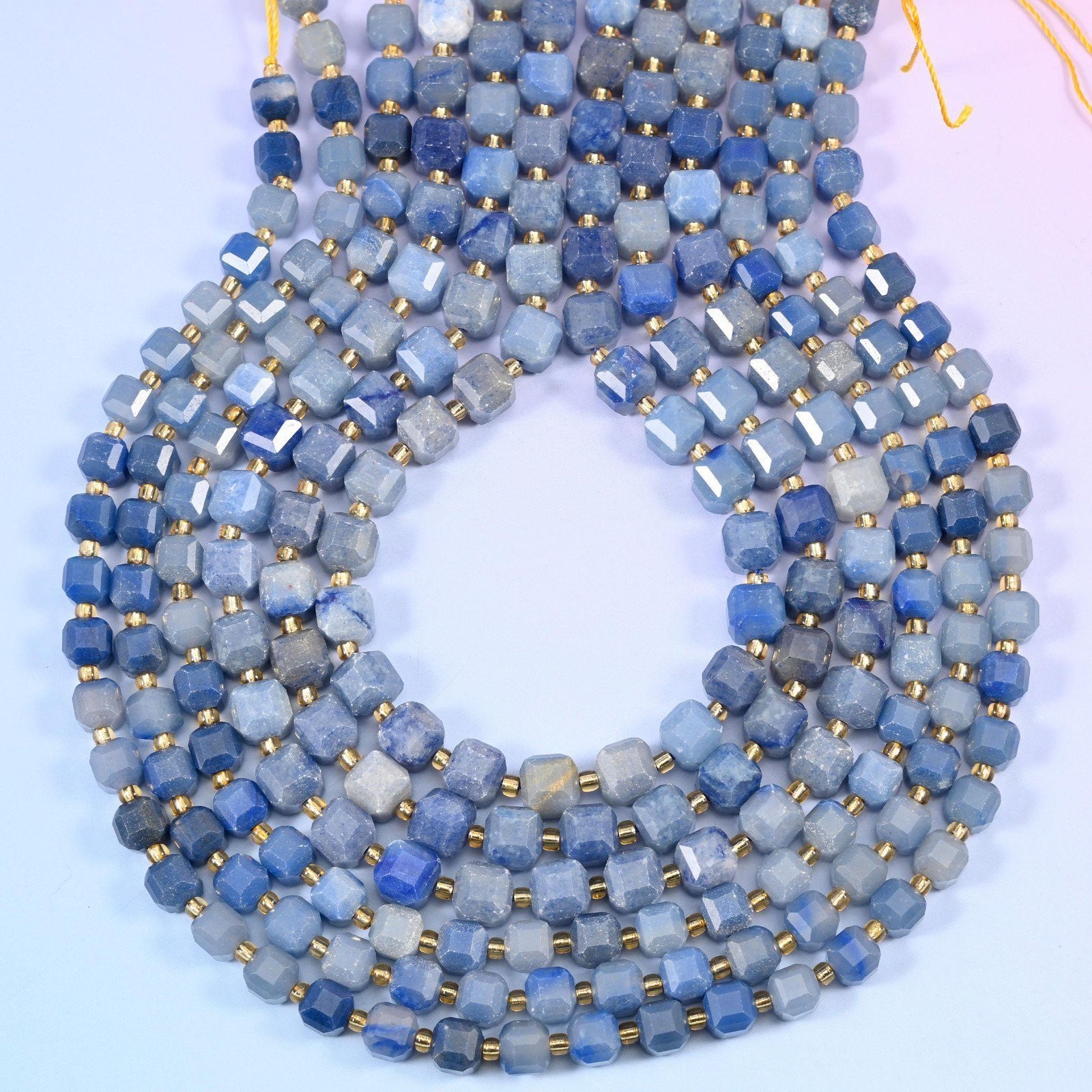 Blue Aventurine Faceted Cube Beads: Size 6mm 8mm, Jewelry Making, 15 inch Strand