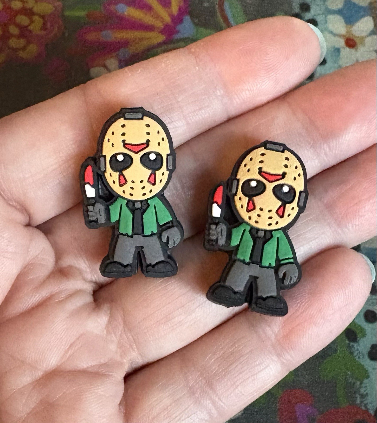 2 Pce JASON Friday 13th Halloween Themed Silicone Focal Beads DIY Pens+ NEW