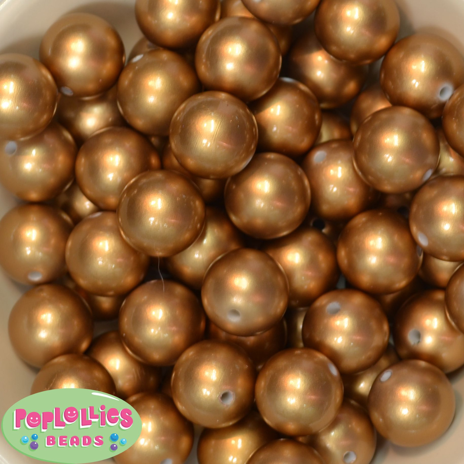 20mm Matte Gold Acrylic Faux Pearl Bubblegum Beads Chunky Gumball 20pc