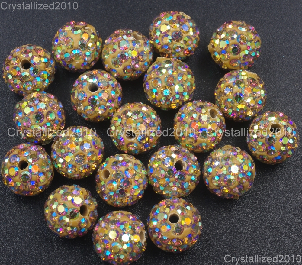 20Pcs Quality Czech Crystal Rhinestones Pave Clay Round Disco Ball Spacer Beads