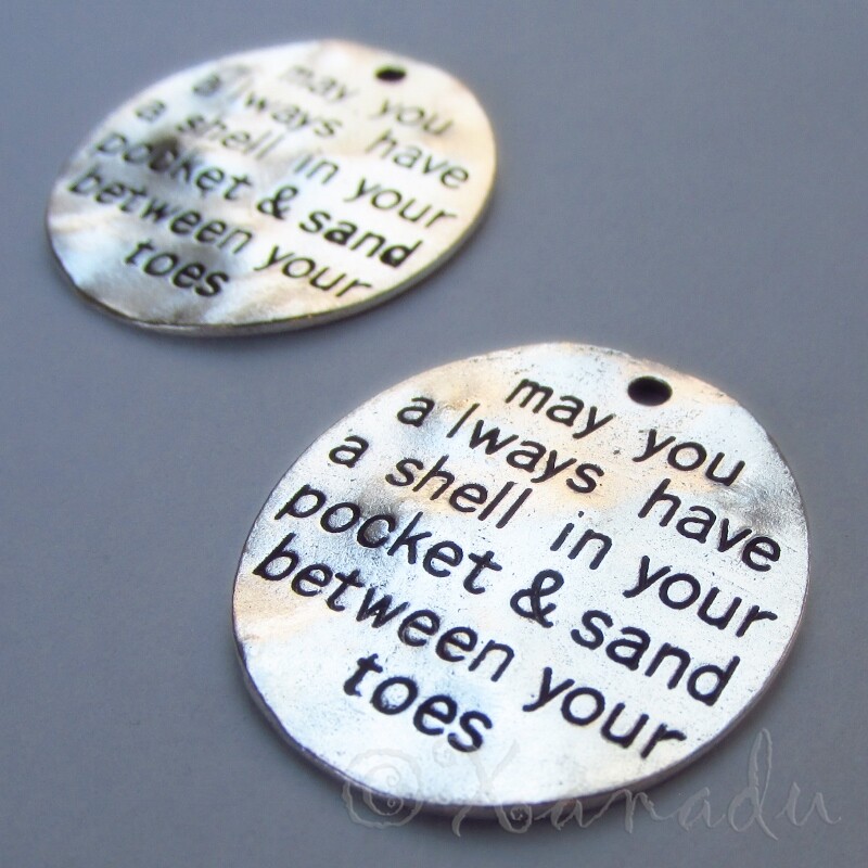 Sand Between Your Toes 30mm Antiqued Silver Beach Charms C8765 – 2, 5 Or 10PCs