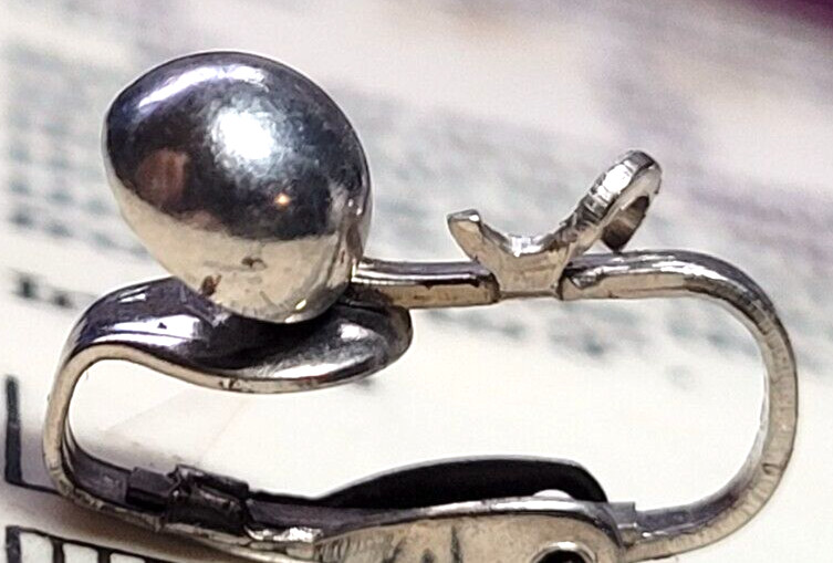 12 prs Nickel Silver 16 mm Clip-On Earring Backings 6.5 mm Half Ball Dangle Loop